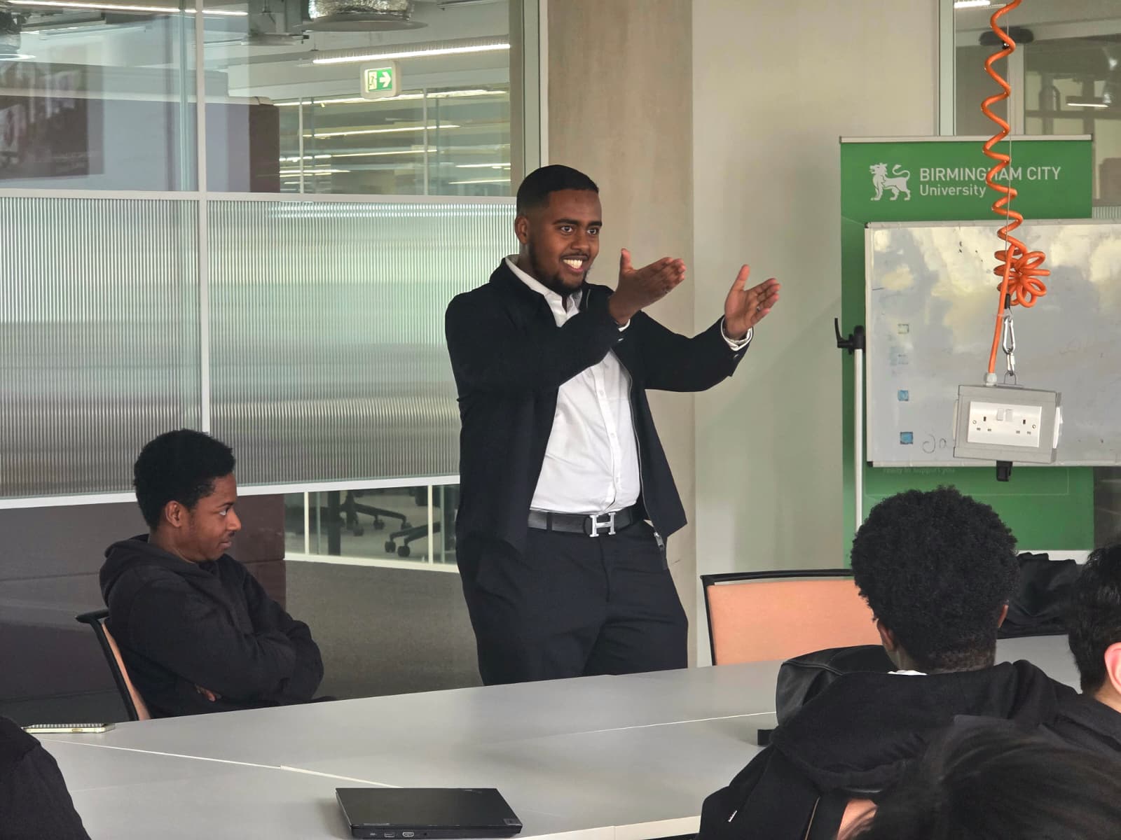 Students presenting startup ideas and practising pitching skills